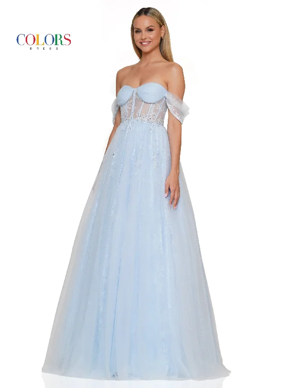 Colors 3240 Long Formal Off Shoulder Prom Ball Gown