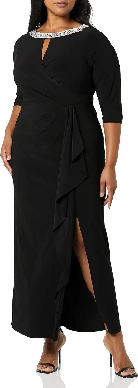 Black 22W Alex Evenings 84351602 Plus Size Long Formal Dress Sale