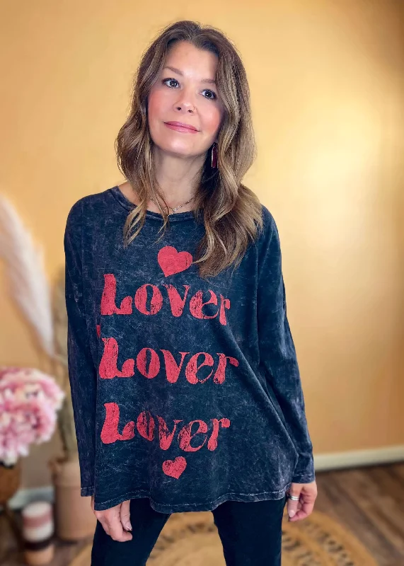 Lover Vintage Print Long Sleeve Graphic Tee