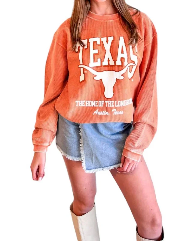 Ut Mascot Cord Sweatshirt In Burnt Orange