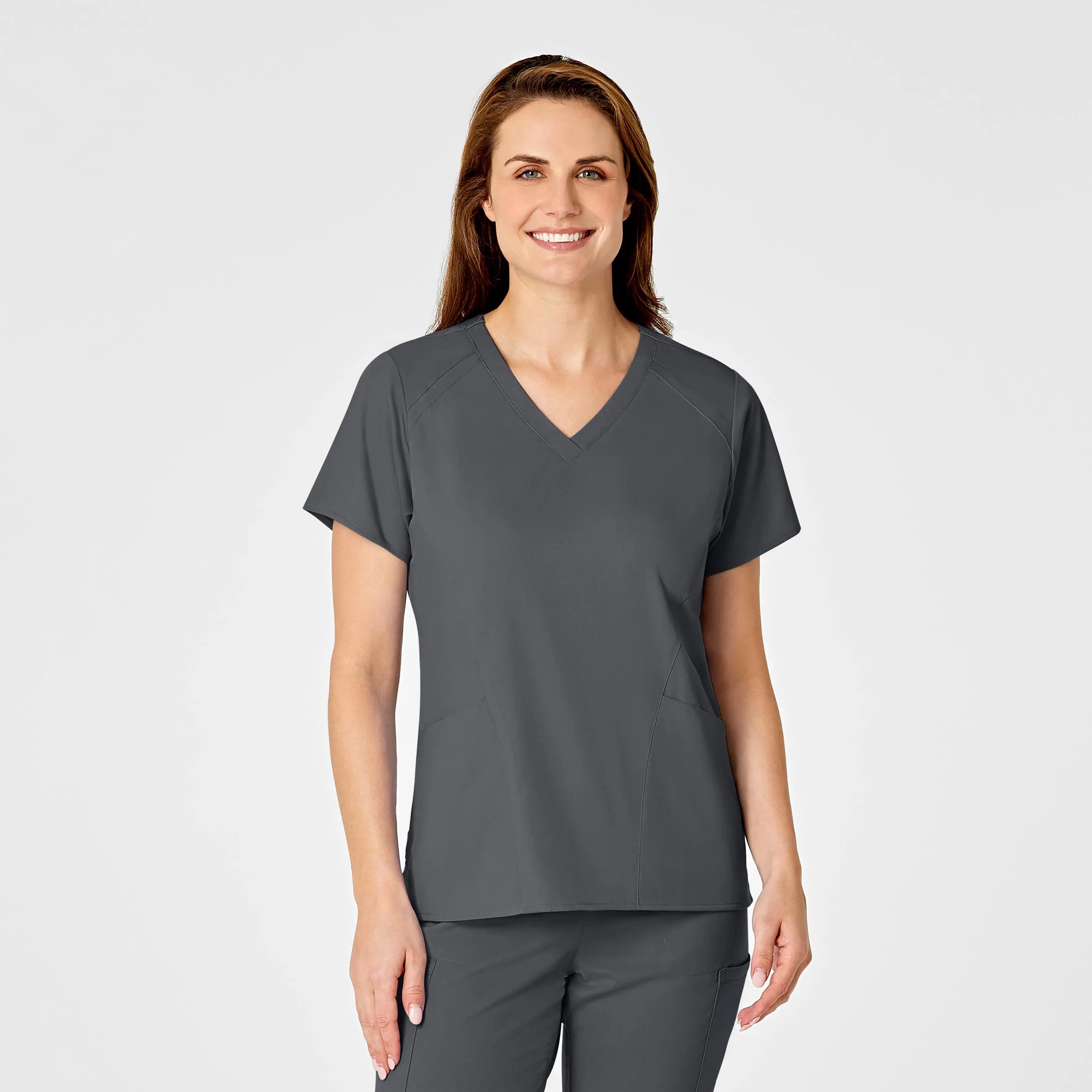 Wink Women's 4 Pocket V-Neck Scrub Top - Pewter