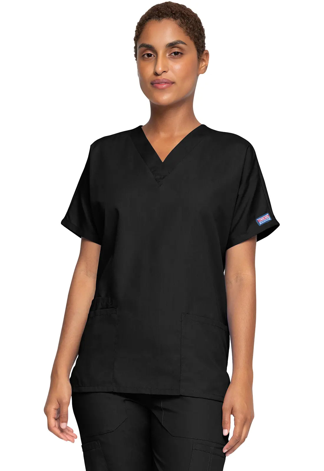 Cherokee Women's 3-Pocket V-Neck Top - Black