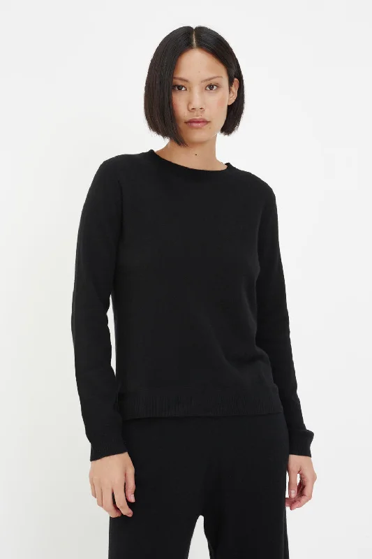 Black Cashmere Crew Neck Sweater