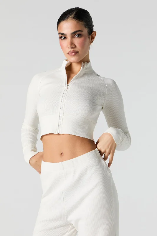 Active Ribbed Zip-Up Long Sleeve Top