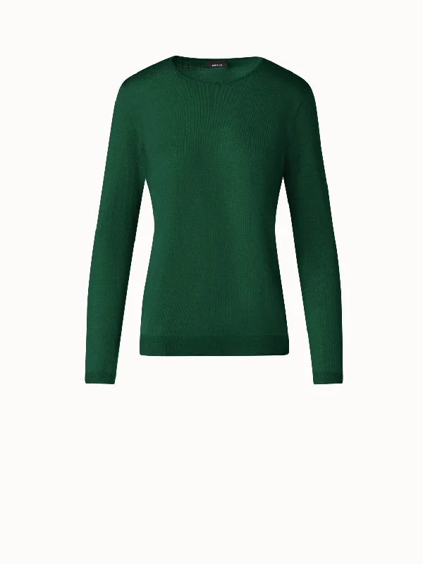 Seamless Crew Neck Sweater in Cashmere Silk