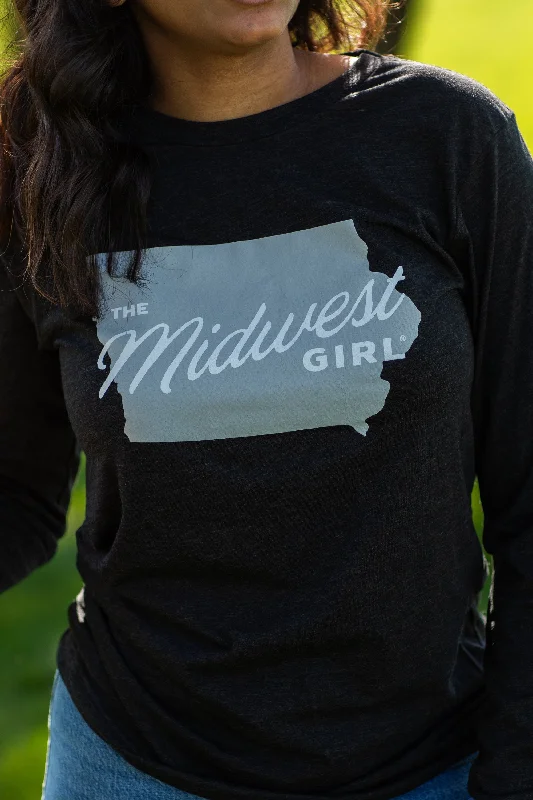 Midwest Girl Iowa Long Sleeve in Charcoal (FINAL SALE)