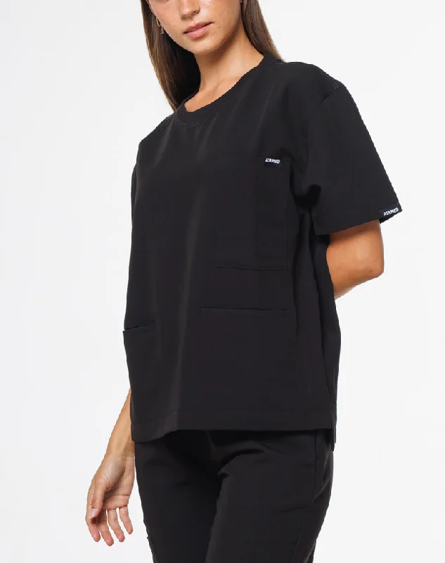 Signature Crewneck Scrub Top - Black