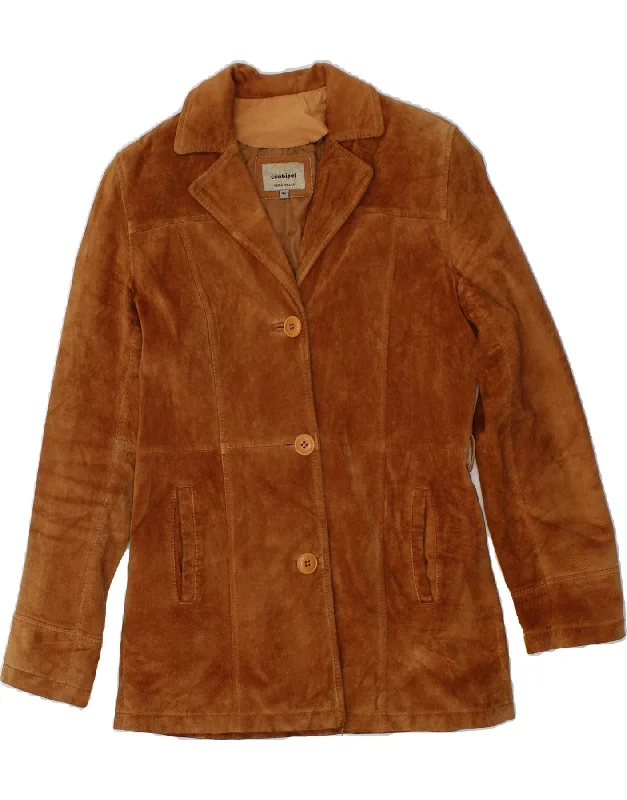 CONBIPEL Womens Suede Jacket IT 42 Medium Brown Leather