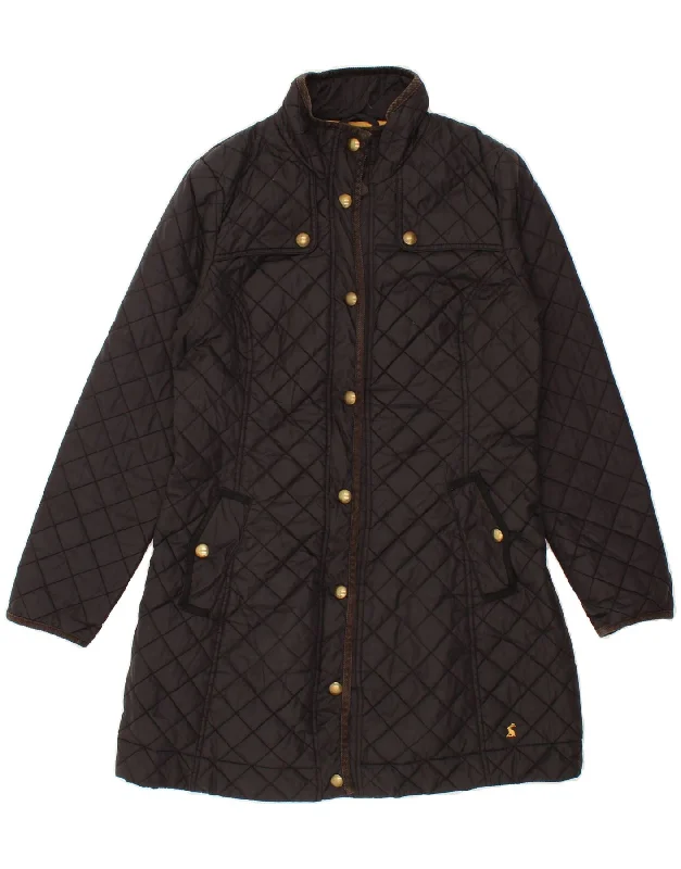 JOULES Womens Quilted Coat UK 12 Medium  Black Polyamide