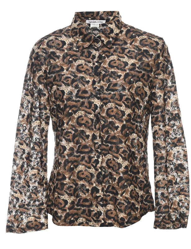 Leopard Print 1990s Evening Shirt - L