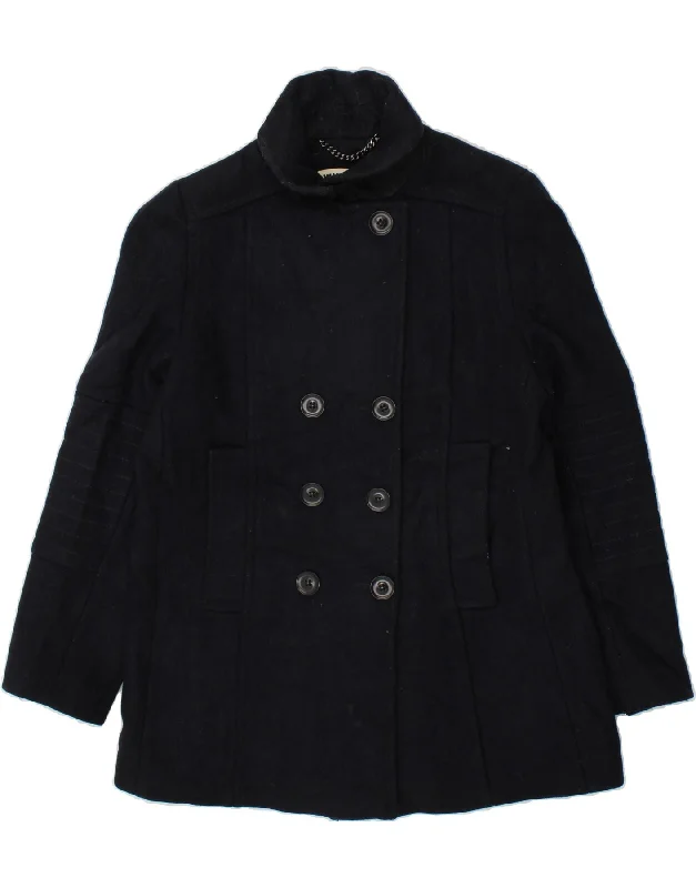 WHISTLES Womens Pea Coat UK 12 Medium Navy Blue Wool