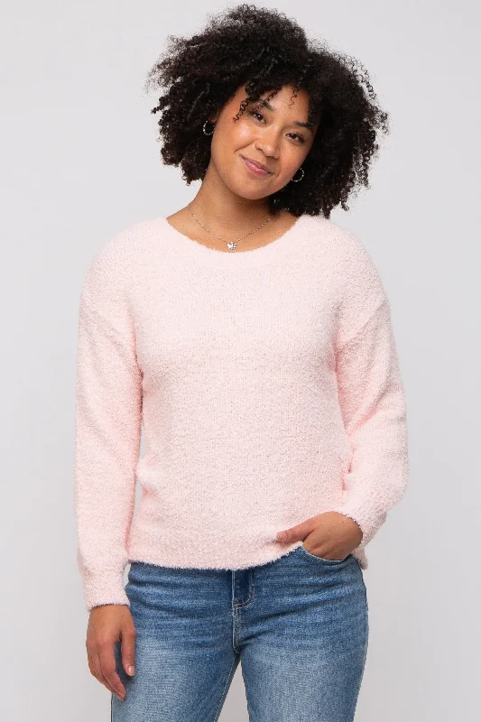 Light Pink Fuzzy Soft Knit Sweater