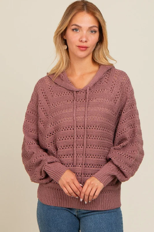 Plum Pointelle Knit Sweater