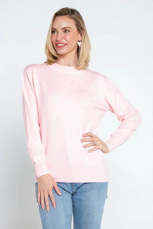 Marie Fine Knit Crew - Light Pink