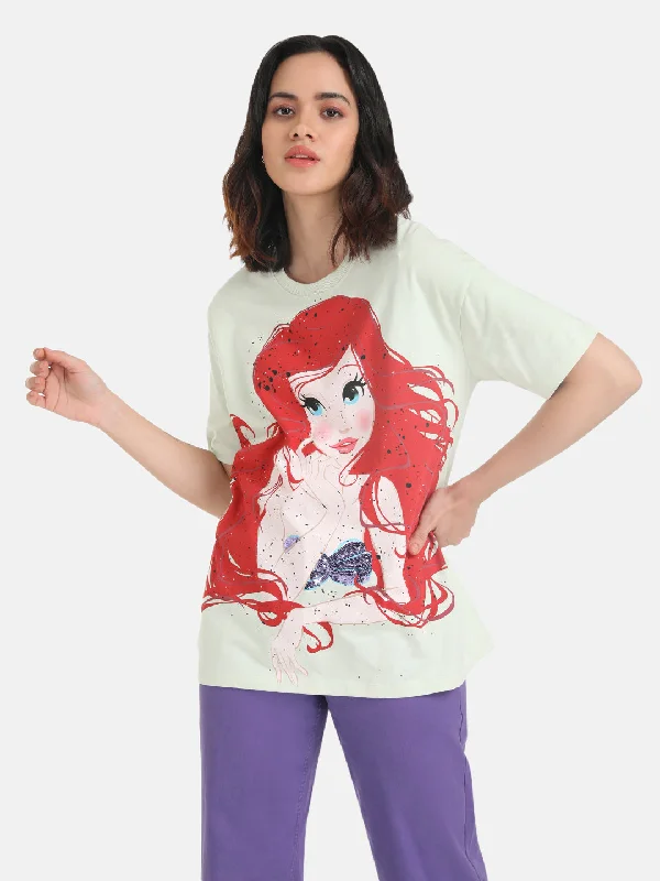 The Little Mermaid  Disney Printed Long T-Shirt With Sequin Work