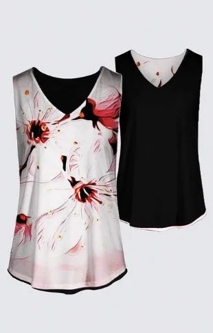 Floral Embosses: Pictorial Cherry Blossoms 01-02 Designer Kaplan Sleeveless Tee