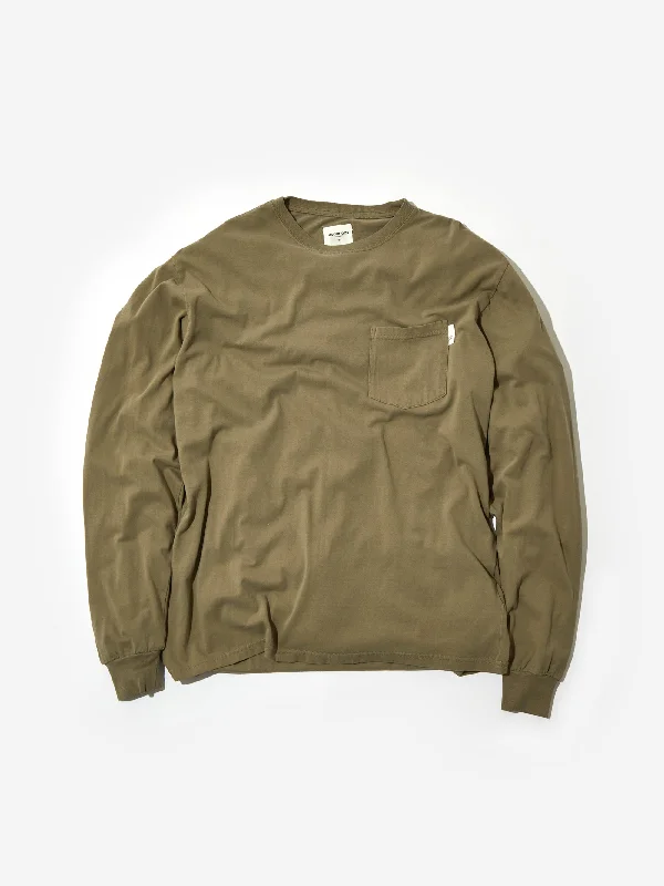 Goodhood Worldwide Basic Longsleeve Pocket T-Shirt - Olive