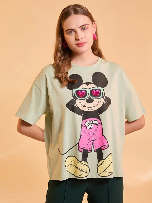 Mickey Mouse © Disney Printed T-Shirt With Sequin Work