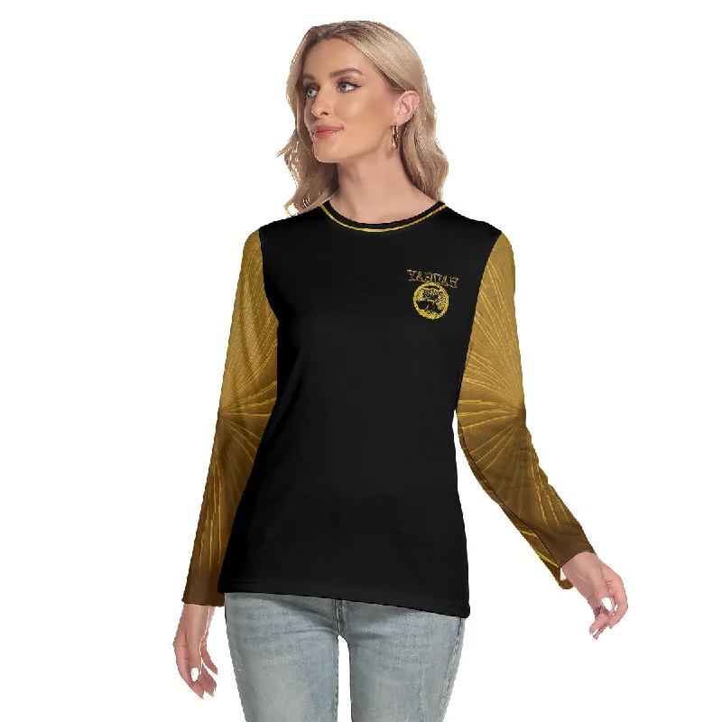 Yahuah-Tree of Life 02-03 Voltage Ladies Designer Round Neck Long Sleeve T-shirt