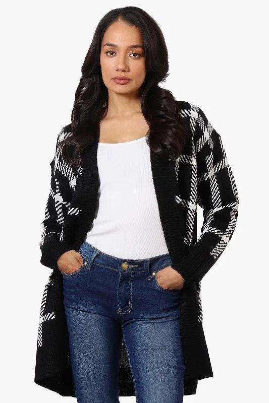 Canada Weather Gear Plaid Open Wrap Cardigan - Black