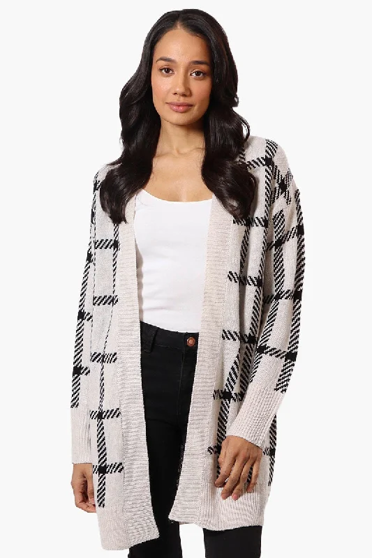 Canada Weather Gear Plaid Open Wrap Cardigan - Stone