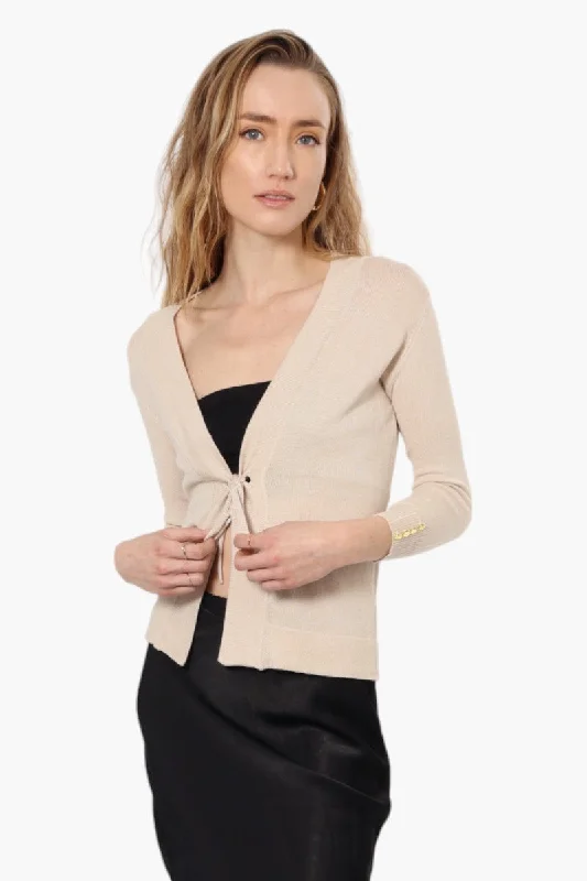 International INC Company Front Tie Shrug Cardigan - Beige