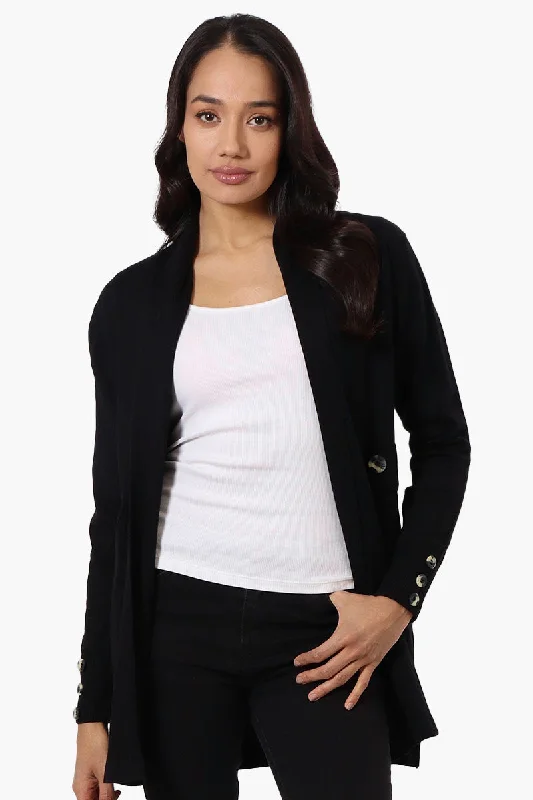 Beechers Brook Ribbed Open Cardigan - Black