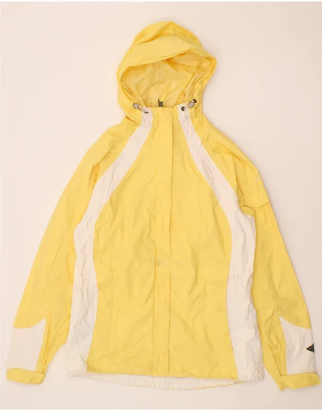 COLUMBIA Womens Hooded Rain Jacket UK 10 Small Yellow Colourblock