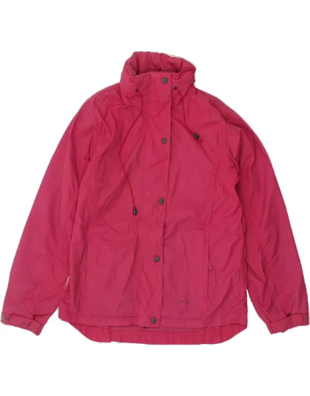 JOULES Womens Hooded Rain Jacket UK 10 Small Pink Nylon