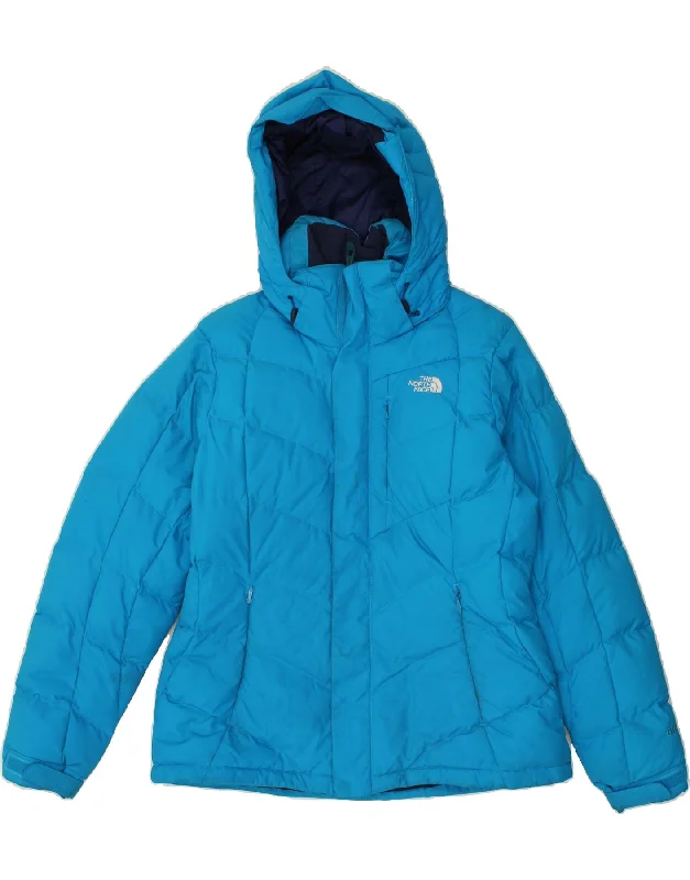 THE NORTH FACE Womens Hooded Padded Jacket UK 16 Large Blue Nylon