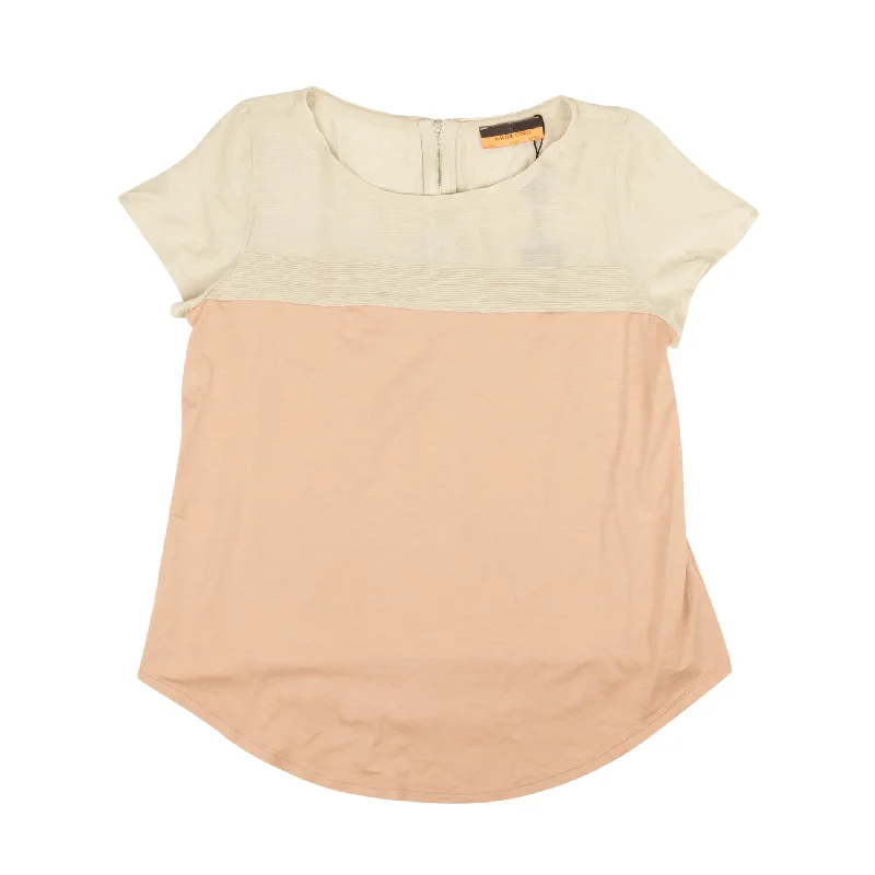 DAVIDE CENCI Beige & Blush Mixed Media Short Sleeve T-Shirt