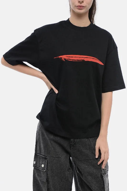 Ann Demeulemeester Crew Neck FEATHER Cotton T-Shirt Xs Standard size