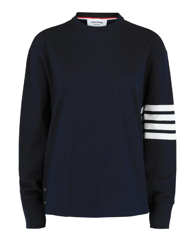 Thom Browne Womens Jersey 4-Bar Long Sleeve Rugby T-Shirt