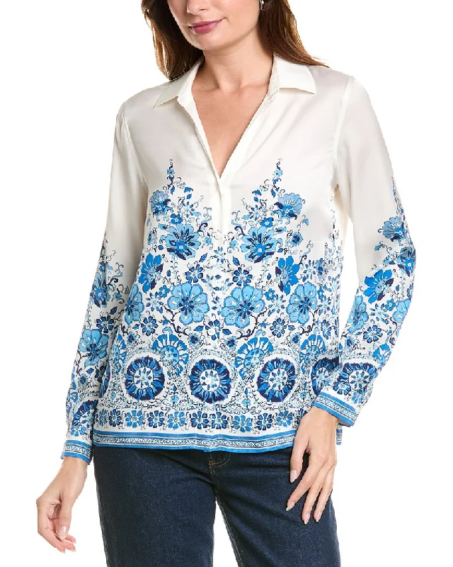 Elie Tahari Cascade Garden Silk-Blend Shirt