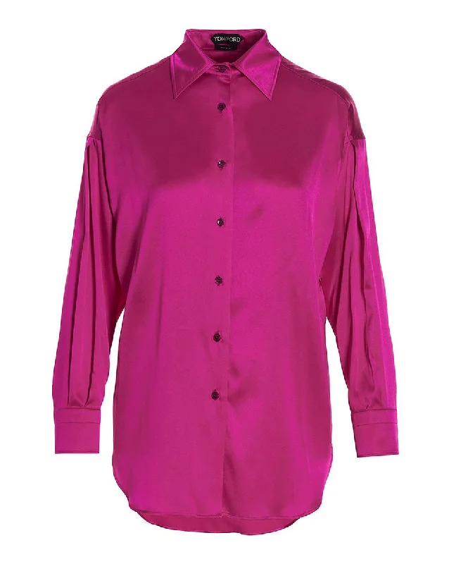 Tom Ford Womens Silk Satin Shirt In Pink